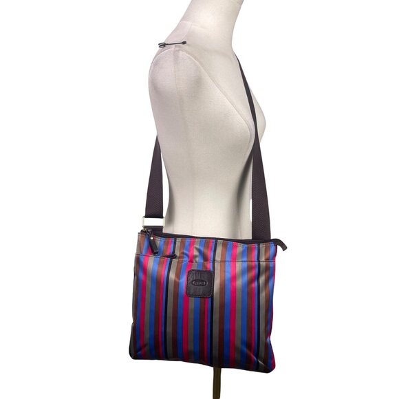 Brics Women’s Multicolor Nylon Striped Bag Adjustable Strap Crossbody Bag - Picture 11 of 13